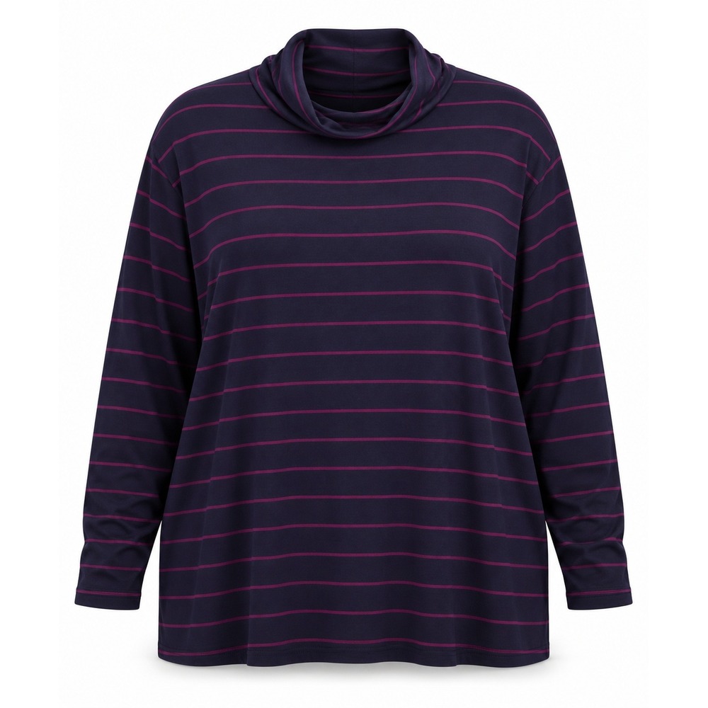 J. Jill Luxe Supima Turtleneck Tunic 4X Navy Pink Stripe Cotton Modal NWT